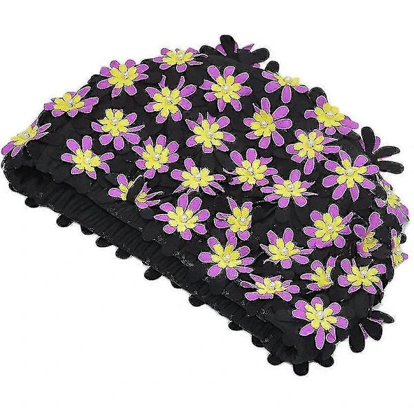 Badehætte til kvinder i retrostil med blomsterblade