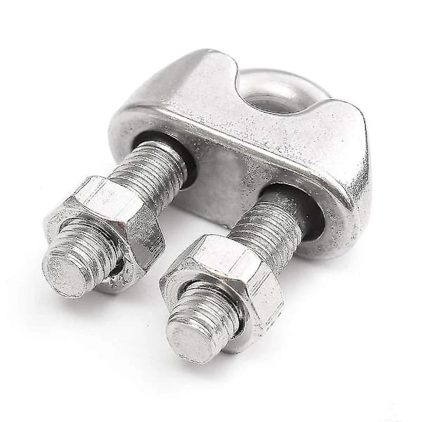 12 stk. M8 rustfri stålwireklemme, wireklemme kabel / U-bolt sadelbefæstelse M8, wirekabel til dyrehegn