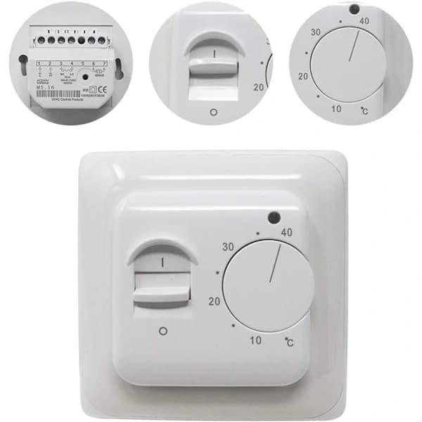 Manuel gulvvarmetermostat med AC 220V 16A probe, mekanisk gulvvarmetermostatcontroller