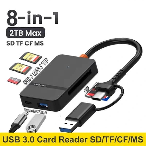 USB 3.0 kortleser SD Micro-SD TF MS Compact Flash-kortadapter for bærbar PC Multi-kortleser