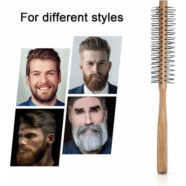 Rund skægbørste til mænd, antistatisk styling hårbørste til skæg