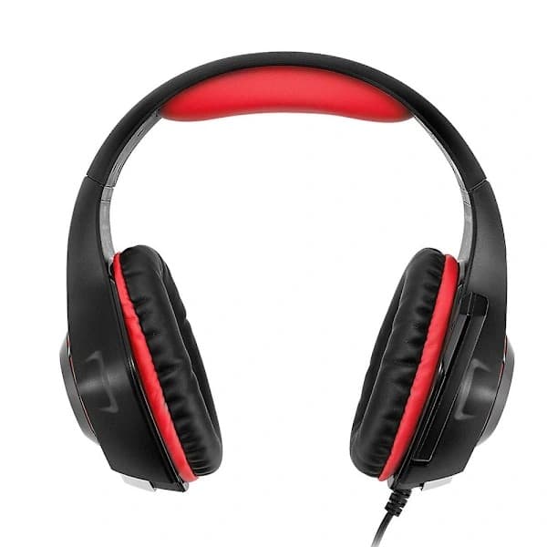 Gaming Headset med støjreducerende mikrofon, Over-Ear Gaming Hovedtelefoner med LED-lys til telefon/computer Sort Rød