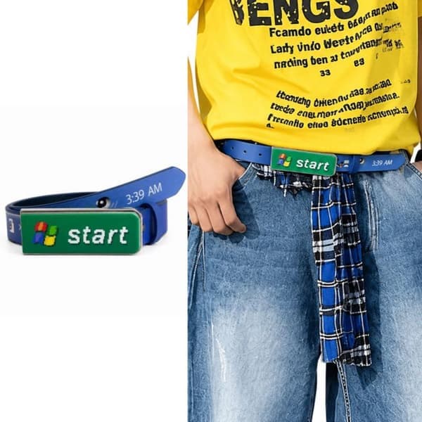 Retro-tema belte Klassisk logo-spenne for Cosplay 90-tallsfester A1