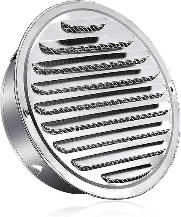Ventilasjonsrist i rustfritt stål, 150 mm rund med myggnett for værbeskyttelse