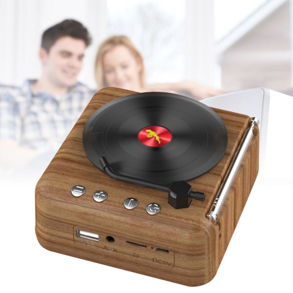 Vinylskiva Bluetooth högtalare Innovativ Mini FM-radio HiFi Stereoljud Retro Fonograf trådlös högtalare