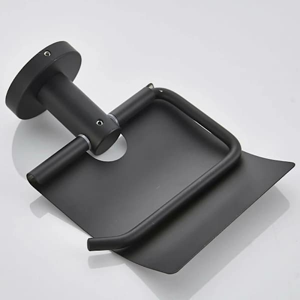 Sort rund base mat sort toiletpapirholder med klap toilet