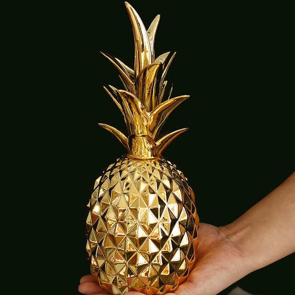 Dekorativ ananas-pynt, harpiks (liten, gull)