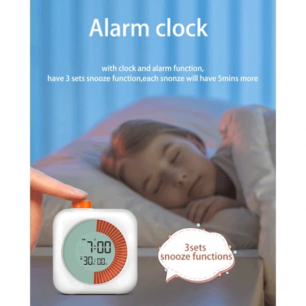 Digital visuell timer 3-i-1 – Timer, klocka och väckarklocka, 60-minuters nedräkning, för barn och hem, rosa