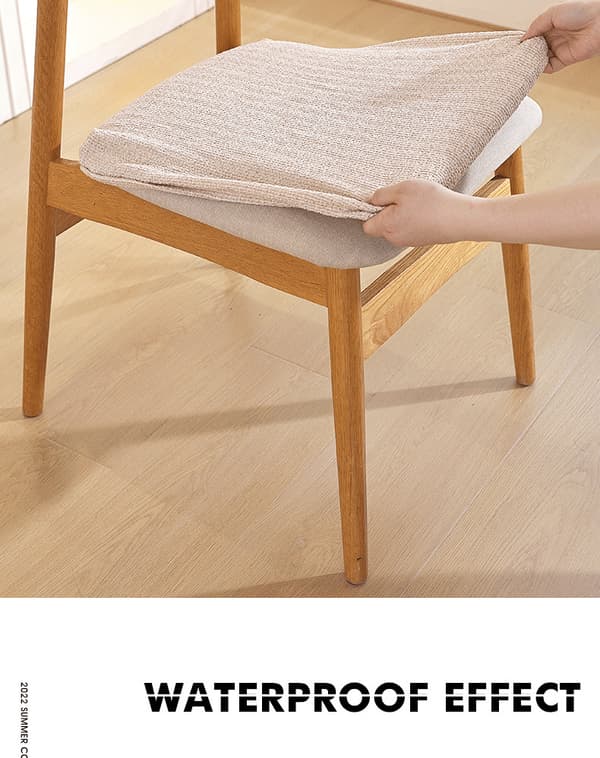 6-delt elastisk jacquard stolovertrekksett, avtakbart stolovertrekk A