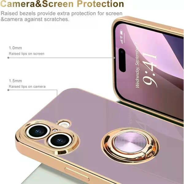 Skyddsfodral - iPhone 17 - Stöttåligt - Mjukt - Lila med roterbar ring Lila