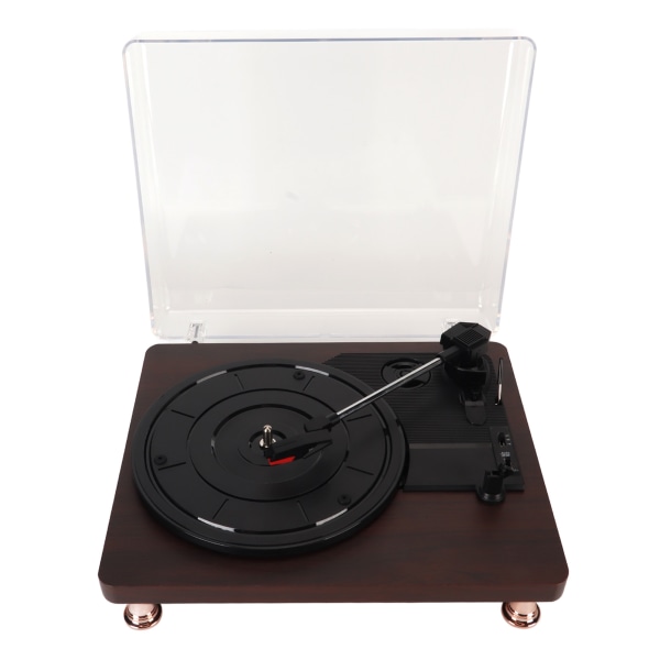 Vinylskivspelare 3 hastigheter inbyggd stereohögtalare Vintage skivspelare fonograf med cover för hemmet 100‑240V
