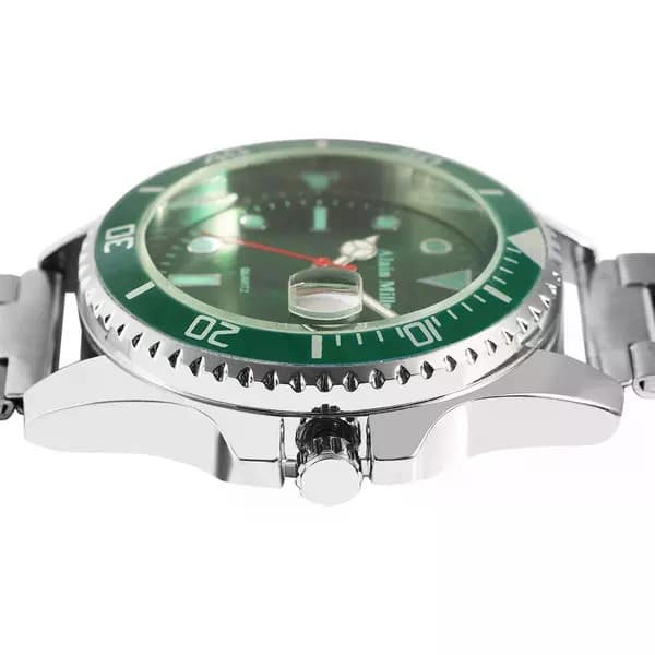 Herrklocka 39 mm med grön urtavla och stålarmband – S