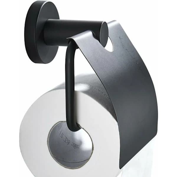 Sort rund base mat sort toiletpapirholder med klap toilet