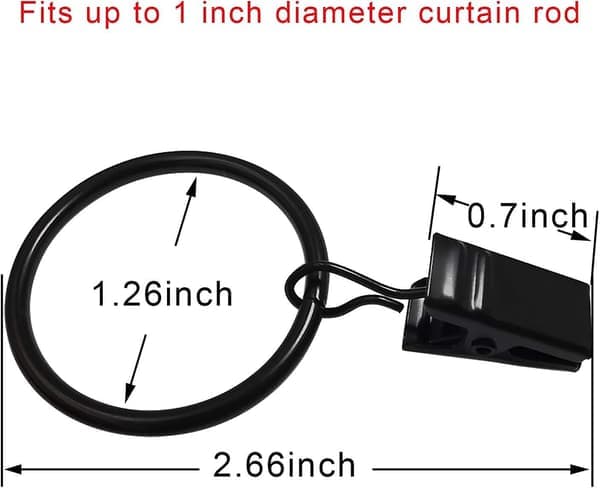 40-pack gardinringar med klämmor, gardinklämmor med ringar, hängande gardinringar, 32 cm innerdiameter, lämpliga för gardinstänger