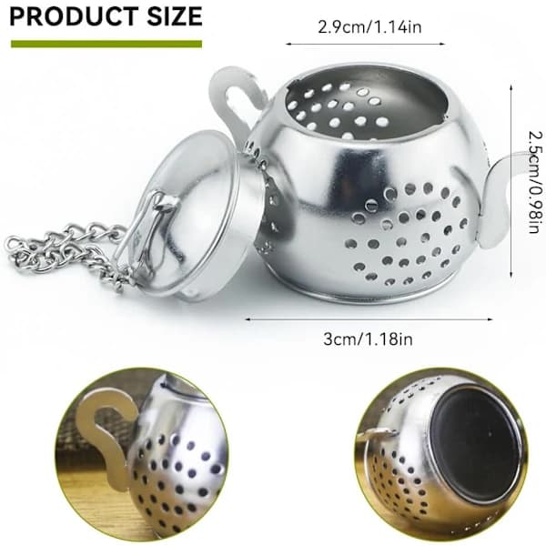 Tekulefilter Teinfuser Tekopp med kjede og tematte Teinfuser Teegg Krydderfilter Tekanneform for Tekopp Drikkeflaske (2 stk. Si