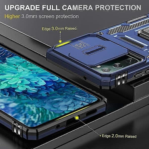 För Samsung Galaxy S20 FE Armor PC + TPU Kameraskydd Mobiltelefonfodral