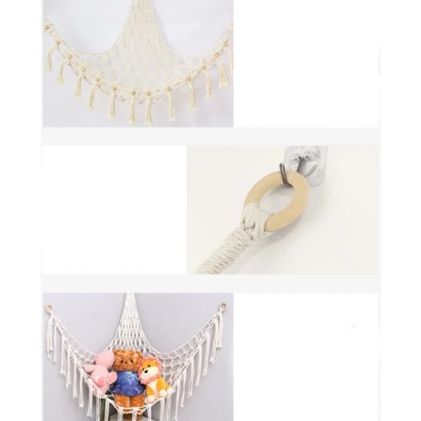 Opbevaringsnet, hængende legetøjsorganisator - Boho Macrame Net/Hængekøje til tøjdyr