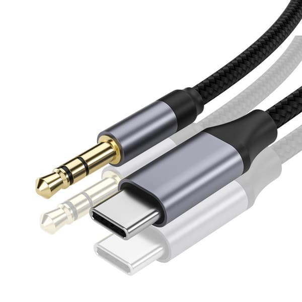 Lydkabel: Type-C til 3,5 mm Aux-kabel til bil og hovedtelefoner 1,5M 1,5M