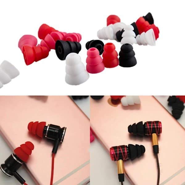 6 stk. tre-lags silikone in-ear hovedtelefoner Sort