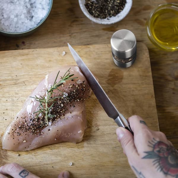 Premium salt- og peberkværnsæt, krydderikværne i rustfrit stål, kompakte, bærbare keramiske salt- og peberkværne