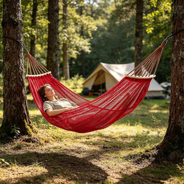 Åndbar Isnet Dobbelt Hængekøje - 200 kg Bæreevne Anti-Vælte - til Udendørs Camping & Haveafslapning
