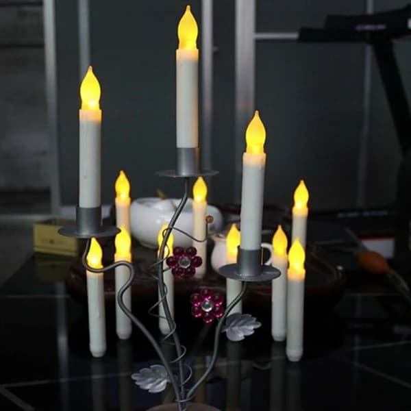 LED-lys - Lange stagelys - Sæt med 12 flammeløse LED-lys AA batterilys 16,5X2 cm lys til P