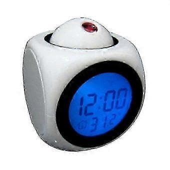 Multifunksjonell stemmesnakkende LED-skjerm Tidsprojeksjon Termometer Vekkerklokke 0403