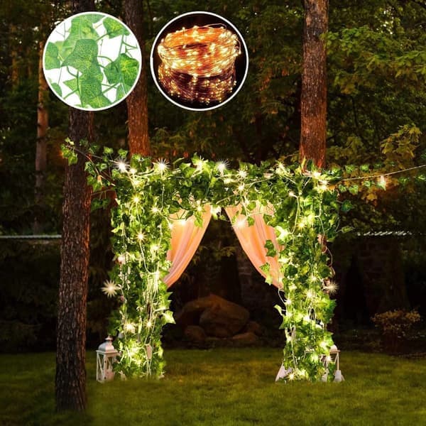 12 kappaleen tekoköynnösseppele 100 LED-valolla