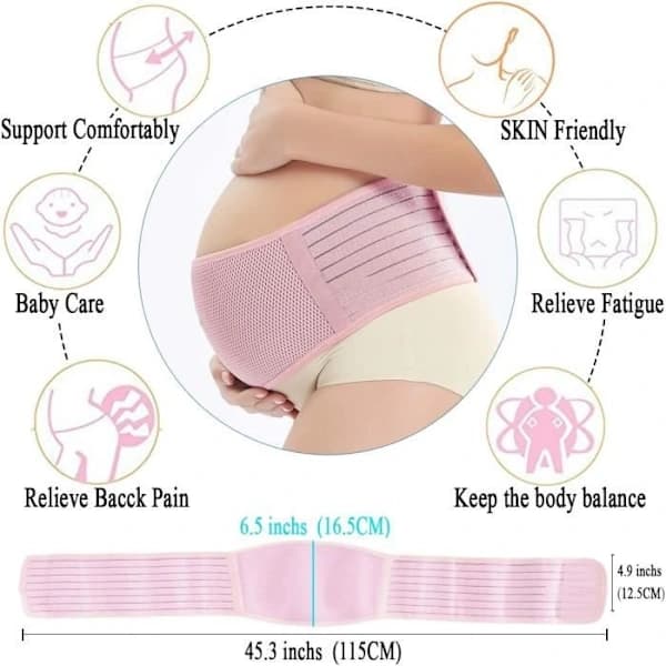 Graviditetsbælte Støttebælte til gravide kvinder med lænde- og mavebælte (One Size, Pink)