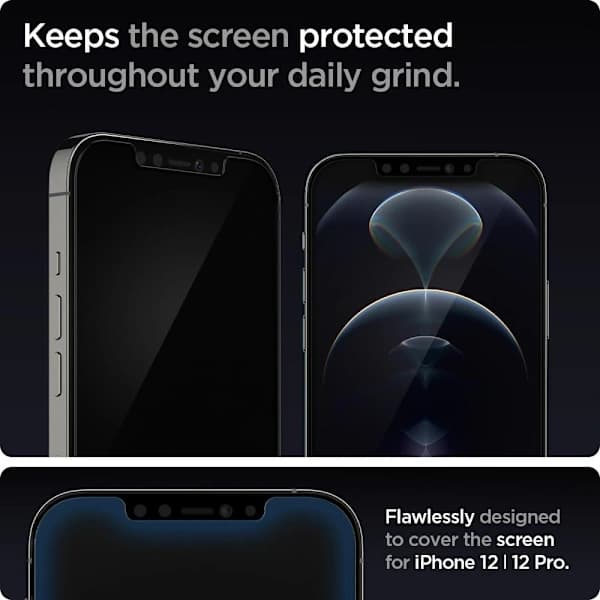 Spigen iPhone 12/12 Pro 2-PACK Skärmskydd GLAS.tR \"Ez Fit\" na