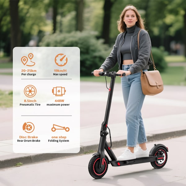 Elskoter med terrängdäck BOGIST M1 Elite 8.5-tums,448W motor, 36V10.4AH batteri,maxhastighet 30km/h,Fällbara stavar,Graffitiversion av APP Röd
