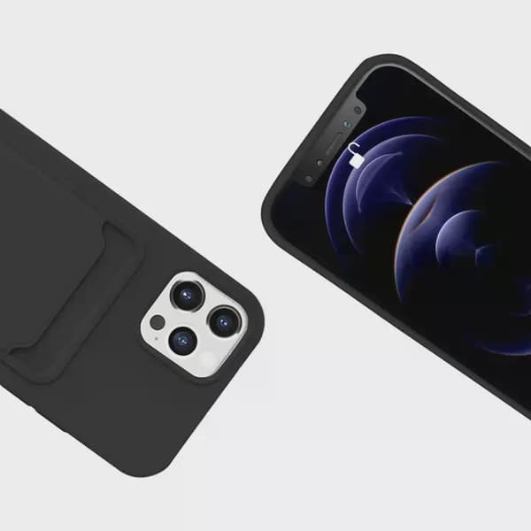 Silikonskal med korthållare för iPhone 12/12 Pro - Svart