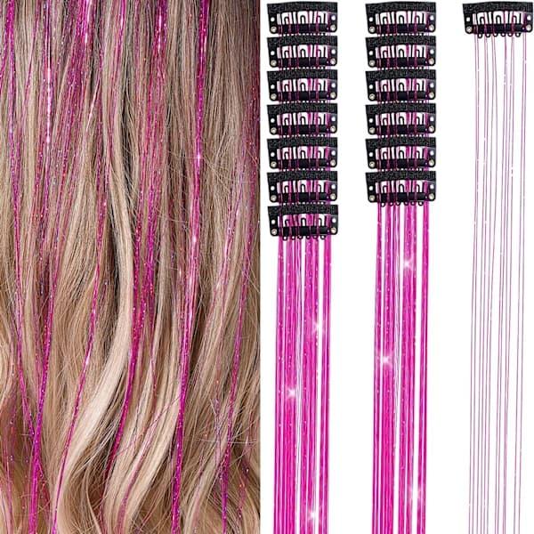 st hårglitterclips, 19.8 tum Rose