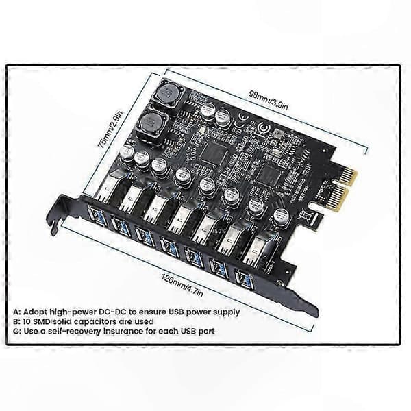 PCI-E till 7-portars USB 3.0 expansionskortadapter med USB 3.2-stöd