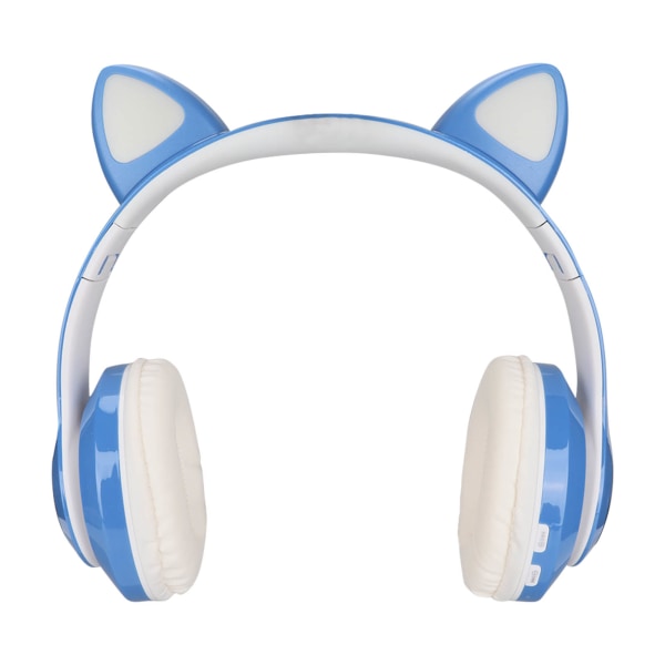 LXB39C barnhörlurar Bluetooth 5.0 hopfällbara trådlösa glödande musik kattöra hörlurar för barn (vattenblå)