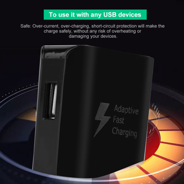 Universal QC2.0 USB laddare EU 100-240V Plugg 15W Snabbladdningsadapter Väggtelefonladdare (svart)