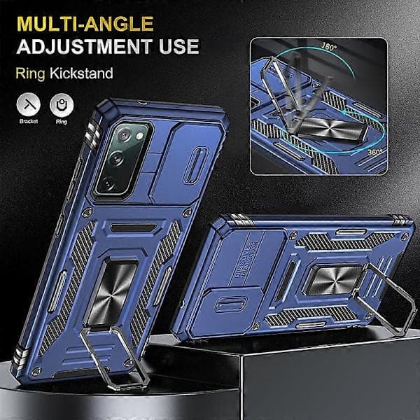 För Samsung Galaxy S20 FE Armor PC + TPU Kameraskydd Mobiltelefonfodral