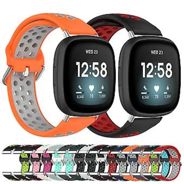 Kaksisävyinen silikoniranneke Fitbit Versa 3:lle (musta pinkki)