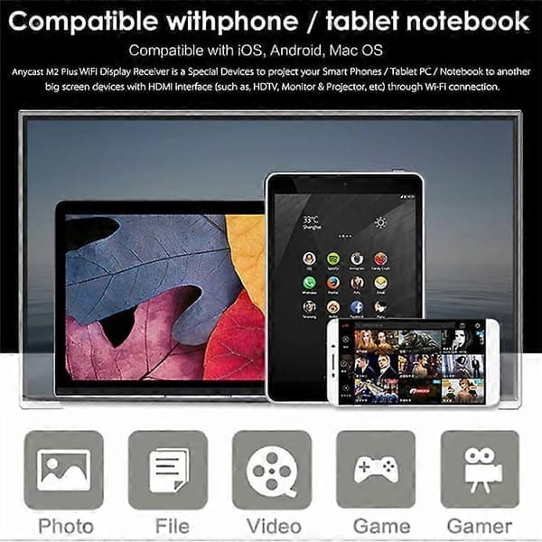 ANYCAST M9 Plus 2.4G 1080P Miracast Trådlös DLNA WiFi HDMI till Micro USB Dongle (Stöder inte Google-kompatibel)