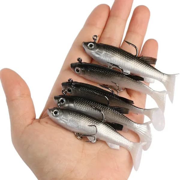 5 stk. sæt fiskemadding blød madding 8cm/2.8in kunstig madding fede fiskekroge
