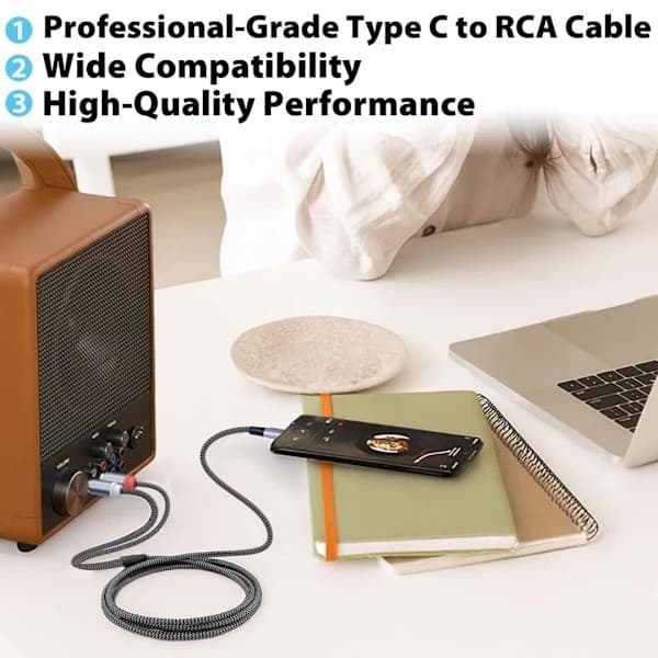 USB C till RCA-kabel, Typ C till RCA ljudkabel, USBC-adapter