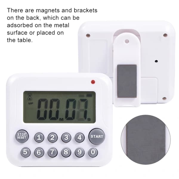 Digital Stor LCD Timer Kök Matlagning Nedräkningsklocka 99 Minuter Alarm Batteridriven Grå
