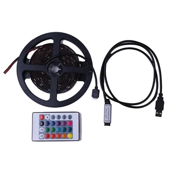 LED-list, 1 meter, RGB med fjärrkontroll, USB
