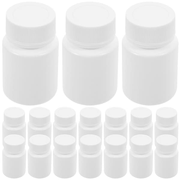 5 st plastmedicinflaskor för förvaring, tomma pillerbehållare för tabletter & pulver, lätta & bärbara för daglig användning