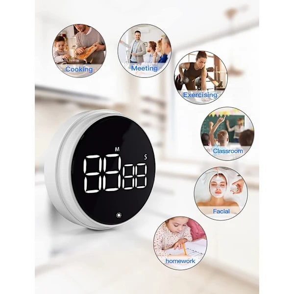 Digital Timer med Magnet & LED-display - Kökstimer / Äggklocka Svart