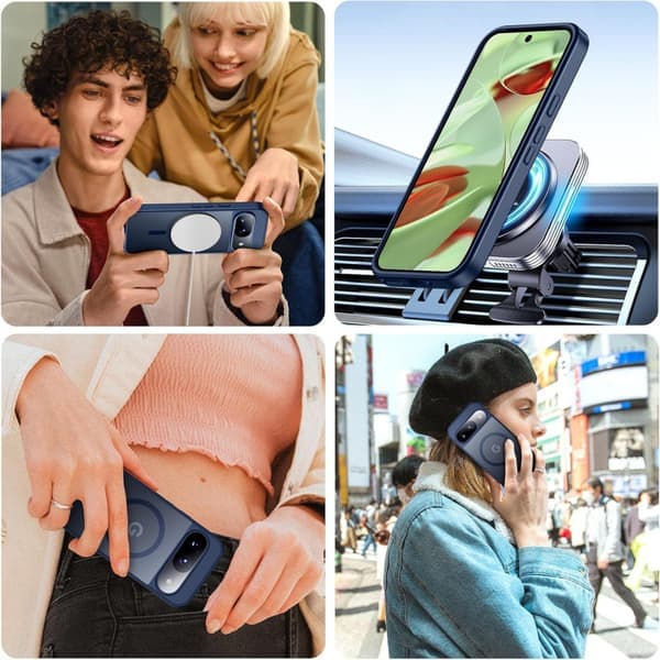 Kompatibel med Google Pixel 9/Pixel 9Pro mobildeksel, matt hudlignende overflate, magnetisk feste og fallbeskyttelse (grønn) Grønn Pixel 9/Pixel 9Pro