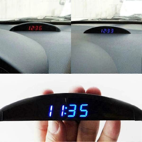 12V Digital LED Larm Bil Elektronisk Bilklocka Voltmeter Termometer (Fww)