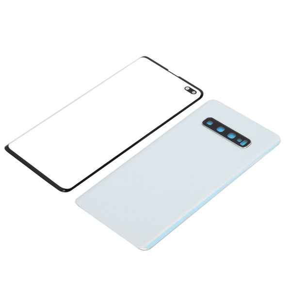 Mobiltelefon bakre cover och yttre glaspanelersättning för Samsung S10+Plus (vit)