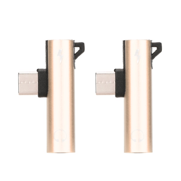 2st USB C till 3,5 mm ljudadapter 2 i 1 ljudladdning USB C till ljudjack ABS USB C till Audiojack för telefonplatta Guld