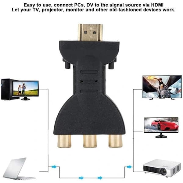 HDMI til RGB AV Videokonverter RCA Komponent Konverter 1080P Lyd Video Synkroniseringsadapter